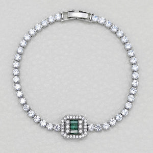 3mm 18cm White Blue or Green Rectangle Charm Bracelet