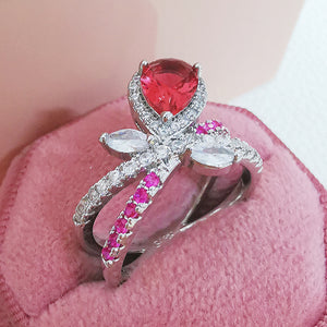 Elegant Red Zircon Fashion Engagement Ring
