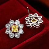 Luxury Anniversary Yellow Color Blossoms Earrings