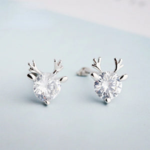 Trendy Xmas Elk 925 Sterling Silver Earrings