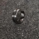 8mm Titanium Stainless Steel Matt Black Men Engagement Ring