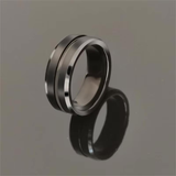 8mm Titanium Stainless Steel Matt Black Men Engagement Ring