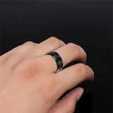 8mm Titanium Stainless Steel Matt Black Men Engagement Ring