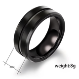 8mm Titanium Stainless Steel Matt Black Men Engagement Ring