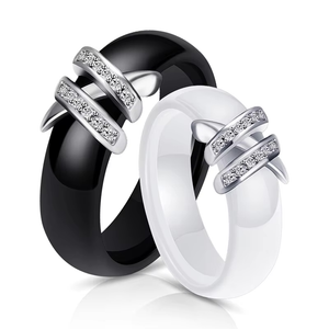 Trendy White or Black Ceramic Engagement Ring