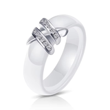 Trendy White or Black Ceramic Engagement Ring