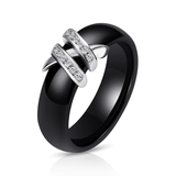 Trendy White or Black Ceramic Engagement Ring