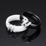 Trendy White or Black Ceramic Engagement Ring