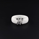 Trendy White or Black Ceramic Engagement Ring