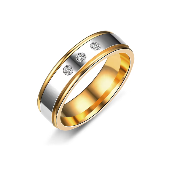 Luxury Titanium Gold and Silver Men Anniversary Ring