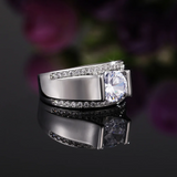 925 Sterling Silver Luxury Halo Men Engagement Ring