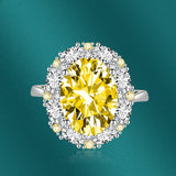 Luxury Round Yellow Blue Red Or White Silver Resizable Engagement Ring