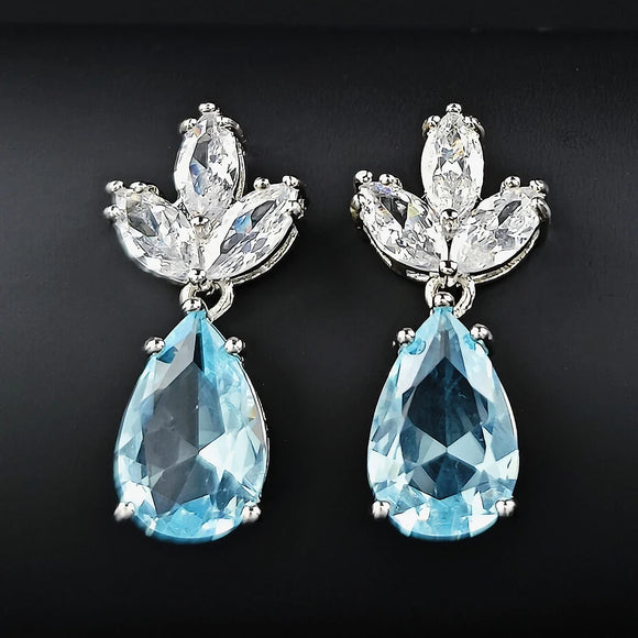 Luxury Blue Pear Earrings