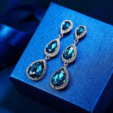 Luxury Blue or Black Pear Earrings