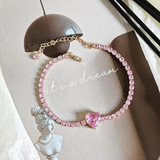 Trendy Pink Heart Rose Gold Bracelet