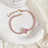 Trendy Pink Heart Rose Gold Bracelet