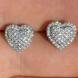Dazzling Romantic Heart Stud Earrings