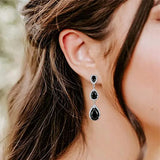 Luxury Blue or Black Pear Earrings