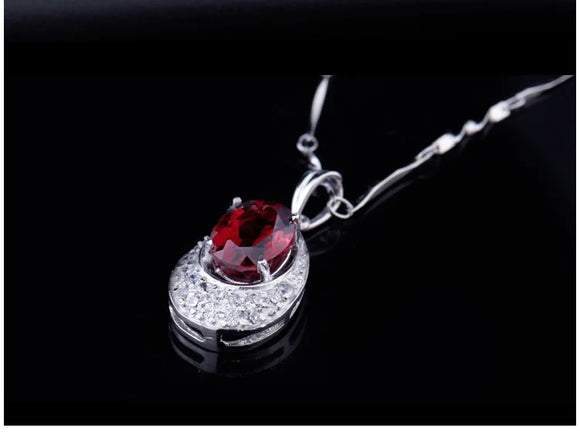 Flammable Volcano Red Garnet Pendant Necklace