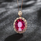 Luxury Aphrodite Rose Gold Fire Red Gemstone Oval Necklace