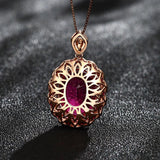 Luxury Aphrodite Rose Gold Fire Red Gemstone Oval Necklace