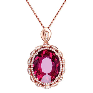 Luxury Aphrodite Rose Gold Fire Red Gemstone Oval Necklace