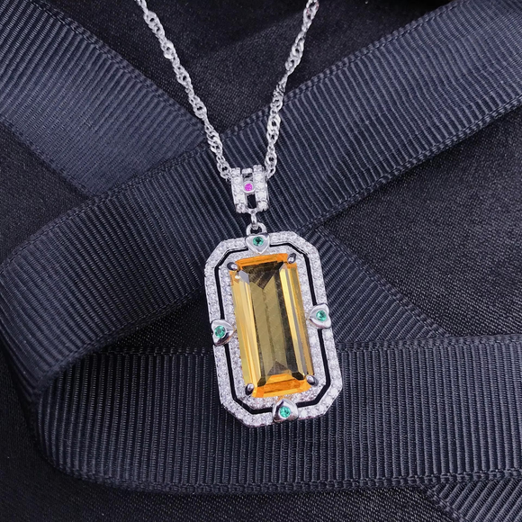 Luxury Yellow or Purple Egyptian Eyes Rectangle Necklaces