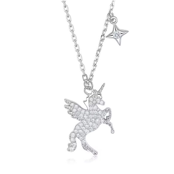 Mythical Unicorn Silver Necklace