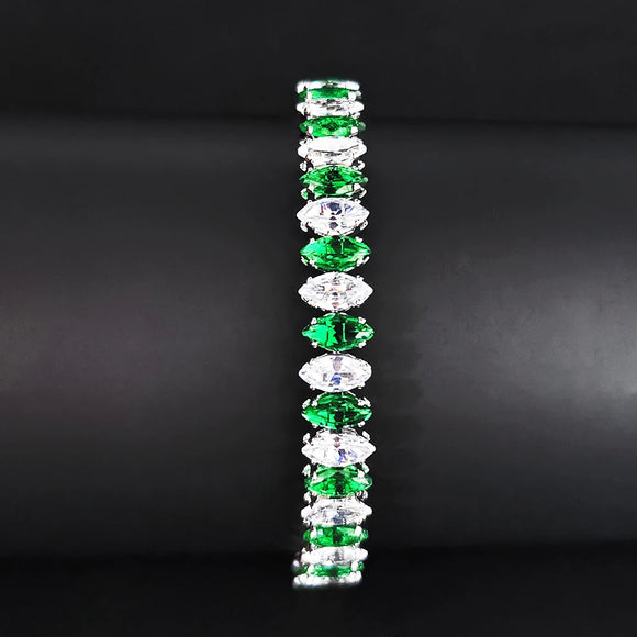 Unique White Green Marquise Bracelet Bangle