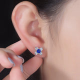 925 Sterling Silver Trendy Blue Plum Stud Earrings