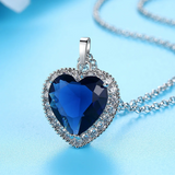 Luxury Blue Heart Of The Sea Silver Sterling Necklace