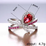 Elegant Red Zircon Fashion Engagement Ring