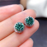 Elegant Emerald Green Silver Stud Earrings