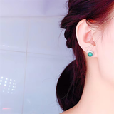 Elegant Emerald Green Silver Stud Earrings