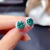 Elegant Emerald Green Silver Stud Earrings