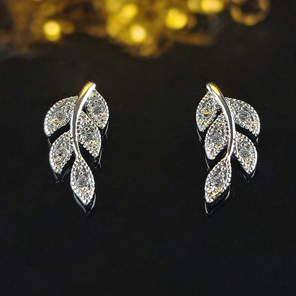 Simple Versatile Silver Laurel Leaves Stud Earrings