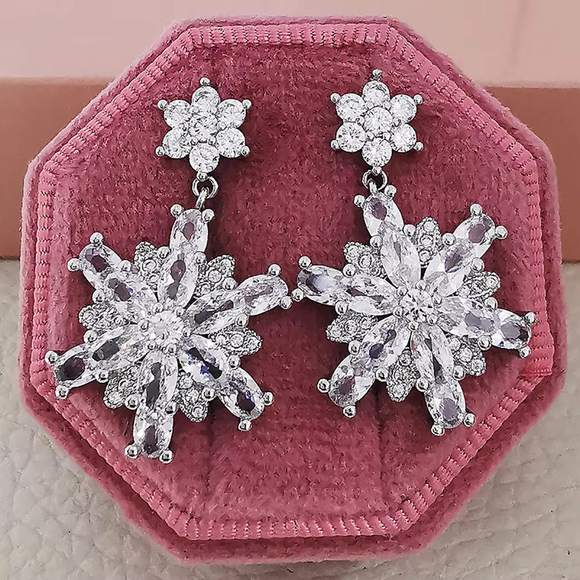 Luxury Christmas First Snowflake Flower Earrings