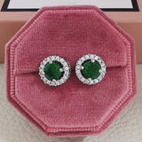 Trendy Green Pink Black Silver Zircon Stud Earrings