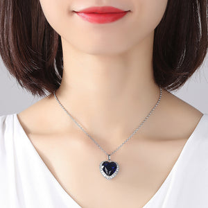 Luxury Blue Heart Heart Of The Sea Silver Sterling Necklace