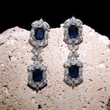 Luxury Blue Rectangle Marquise Drop Earrings