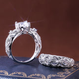 Bling Round 925 Sterling Silver Wedding Ring Set
