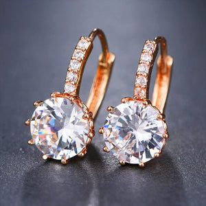 Round Halo Rose Gold or Silver 925 Sterling Silver Earrings