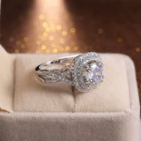 Luxury Halo 925 Sterling Silver Ring