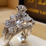 Luxury Fully Round 925 Sterling Silver Ring Set