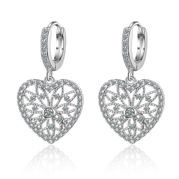 Luxury Heart 925 Sterling Silver Earrings