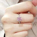 Pink Color Rectangle Engagement Ring
