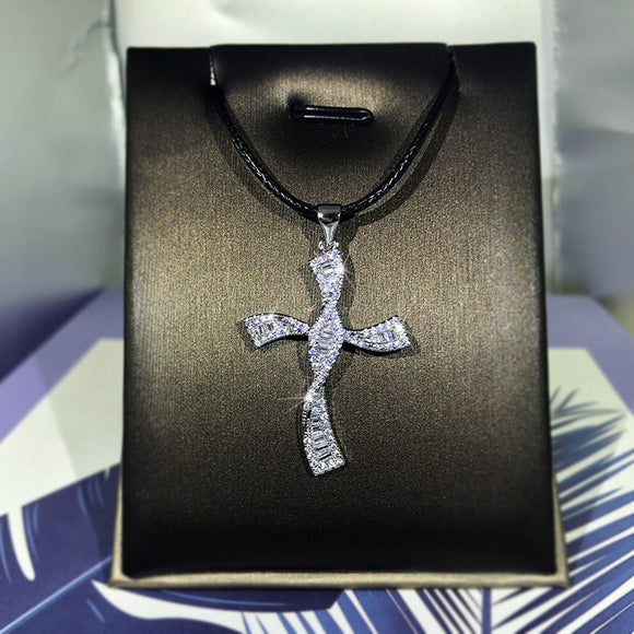 Twisted Cross 925 Sterling Silver Necklace