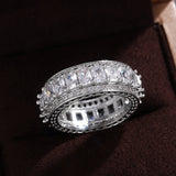Princess Round 925 Sterling Silver Eternity Band Ring